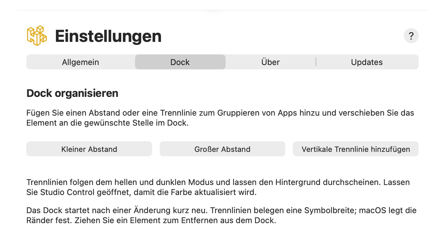 Dock organisieren