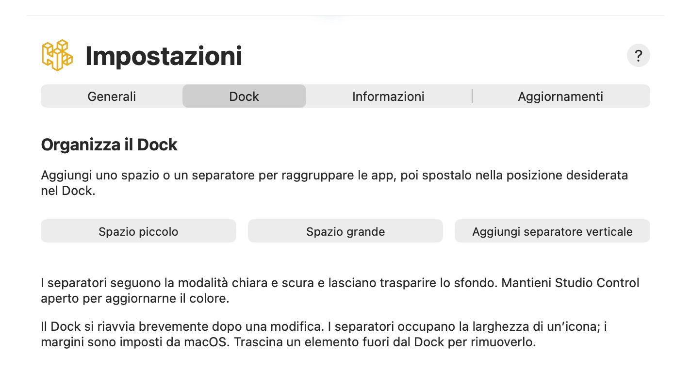 Organizza il Dock